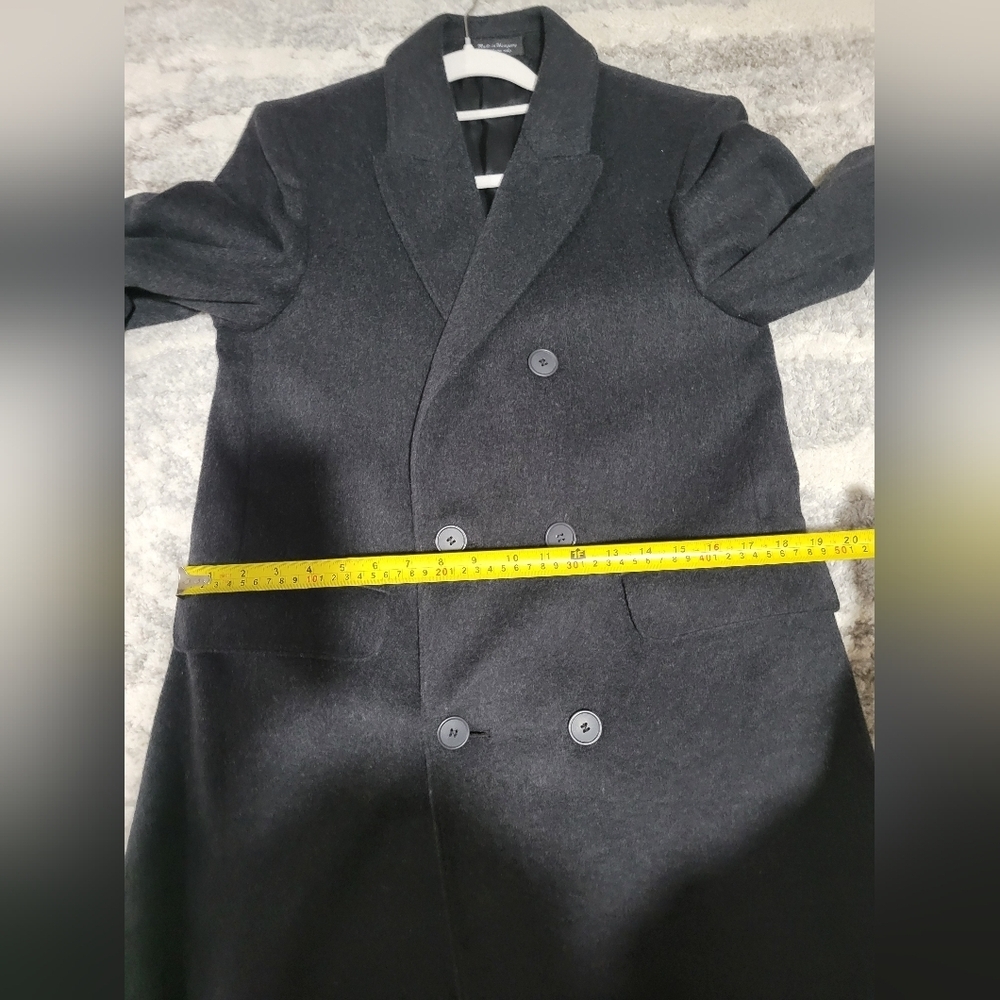 Bradleyjons Black Double-Breasted Pea Coat with Wide Lapels Shell. 60%wool - Picture 10 of 13